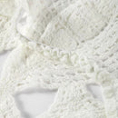 Vestido Curto Crochê Floral Branco