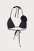 Biquíni Cortininha Flores 3D Preto