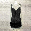 Vestido Curto Paetê Com Plumas Branco