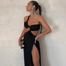 Vestido Longo Assimétrico Um Ombro Só Preto