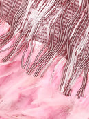 Vestido Curto Paetê Com Plumas Rosa