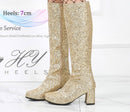 Bota Cano Alto Salto 7cm Com Glitter