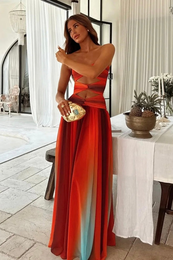 Vestido Longo Tomara Que Caia Leve e Fluído Multicolorido