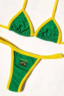 Conjunto De Biquíni 2 Peças Cortininha Fio Dental Estampa Brasil