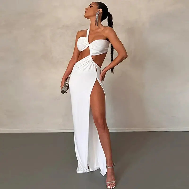 Vestido Longo Assimétrico Um Ombro Só Branco