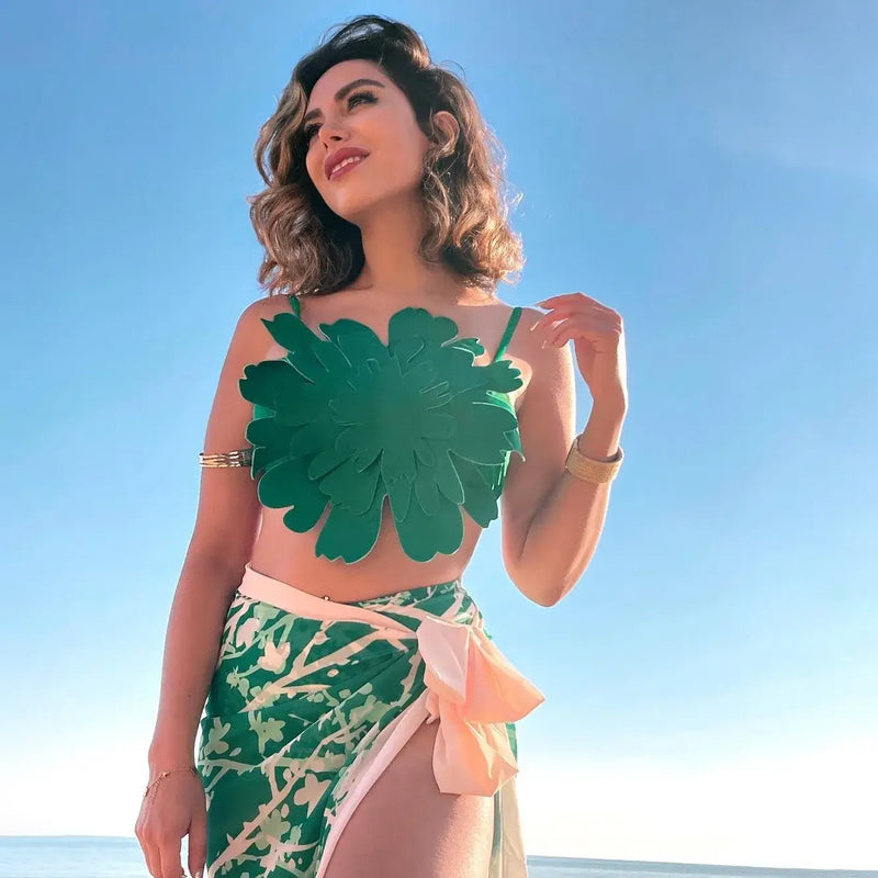 Biquíni Top Floral Hot Pants Verde