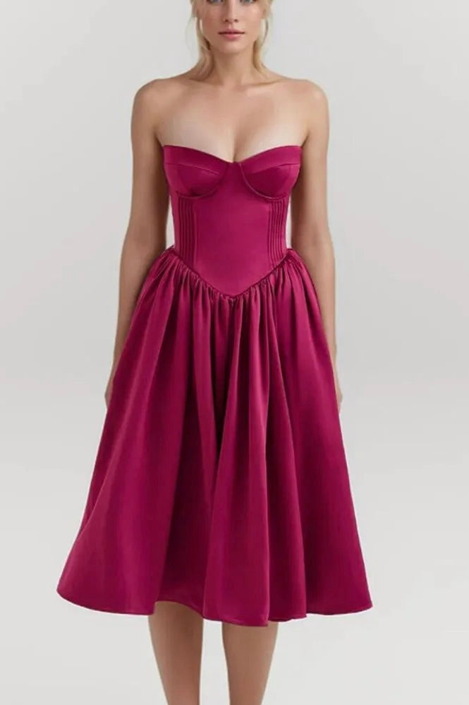 Vestido Midi Tomara Que Caia Rodado Vinho