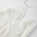 Vestido Curto Crochê Floral Branco