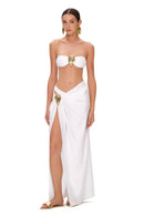 Conjunto 3 Peças Biquíni e Saia Com Fivela Branco