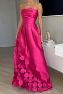 Vestido Longo Elegante Em Cetim Tomara Que Caia Vinho