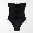 Maiô Tomara Que Caia Preto Flores 3D