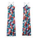 Vestido Longo Com Amarração No Pescoço Multicolorido
