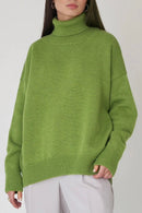 Suéter Tricô Manga Longa Gola Alta Verde