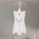 Vestido Curto Crochê Floral Branco