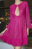 Vestido Curto Com Lantejoulas Pink