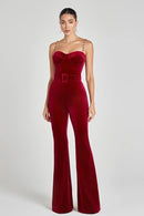 Macacão Todo Em Veludo Vermelho