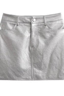 Mini Saia Metalizada Couro Ecológico