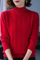 Suéter Manga Longa Gola Alta Malha Vermelho