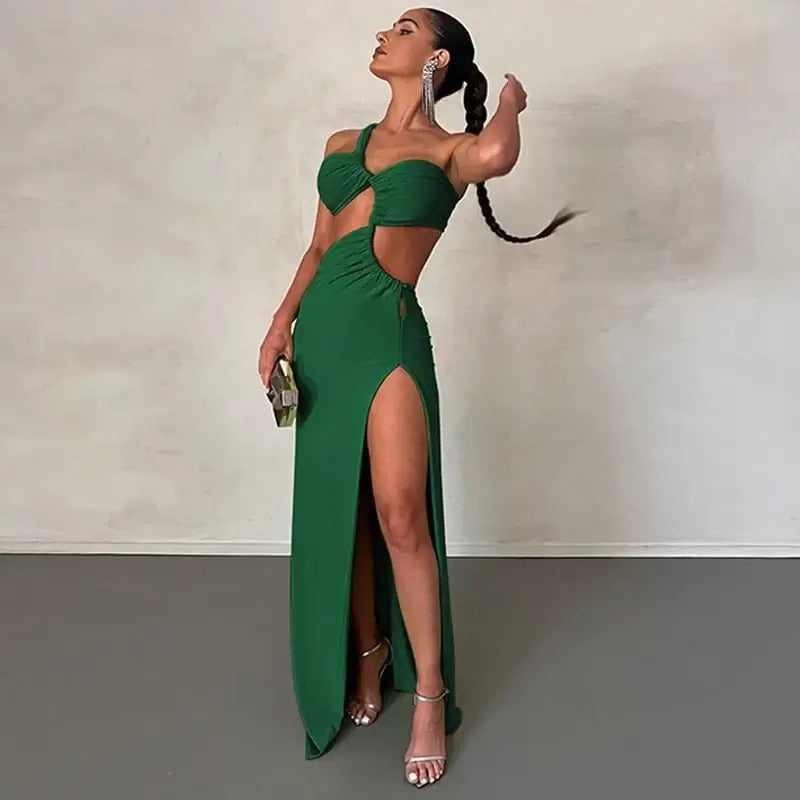 Vestido Longo Assimétrico Um Ombro Só Preto