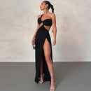 Vestido Longo Assimétrico Um Ombro Só Preto