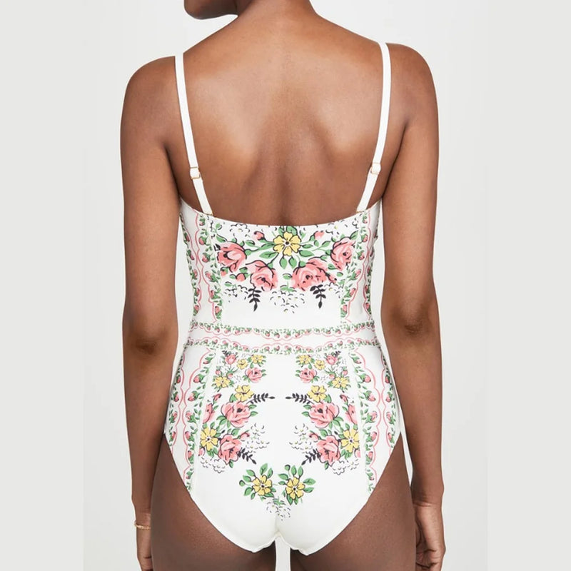 Conjunto 2 Peças Maiô e Saia Estampa Rosa Primavera