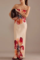 Vestido Longo Tomara Que Caia Recorte Reto Estampado