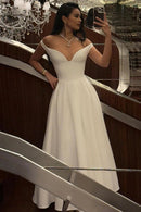 Vestido Longo Estruturado Rodado Ombro a Ombro Branco