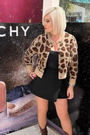 Cardigan Felpudo Estampa Animal Print Oncinha