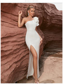 Vestido Geométrico Um Ombro Só Branco