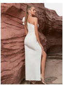 Vestido Geométrico Um Ombro Só Branco