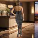 Vestido Longo Recorte Reto Tomara Que Caia Com Pedrarias