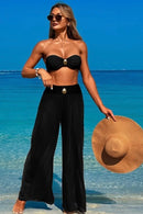 Conjunto 3 Peças Biquíni e Calça Em Tule Preto