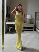 Vestido Longo Alça Média Lurex Brilhoso