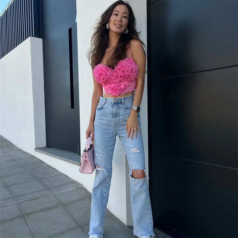Cropped Coração Rosa