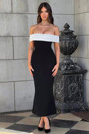 Vestido Midi Ombro a Ombro Preto