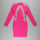 Vestido Curto Manga Longa Com Strass Preto