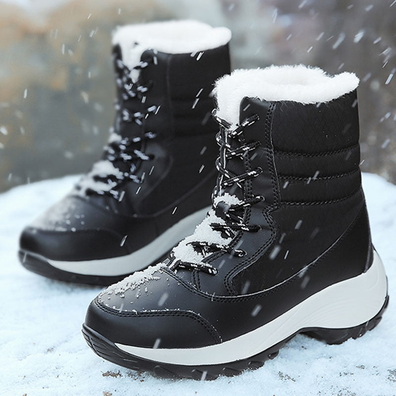 Bota De Inverno Impermeável Com Cadarço