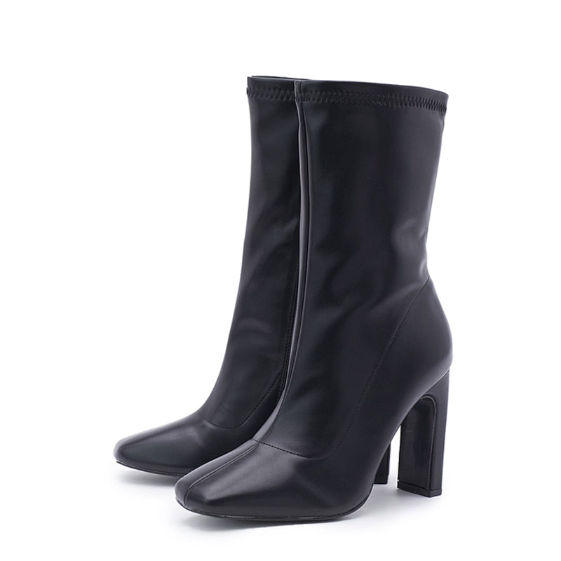 Bota Cano Médio Com Zíper