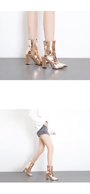 Bota Cano Médio Metalizada