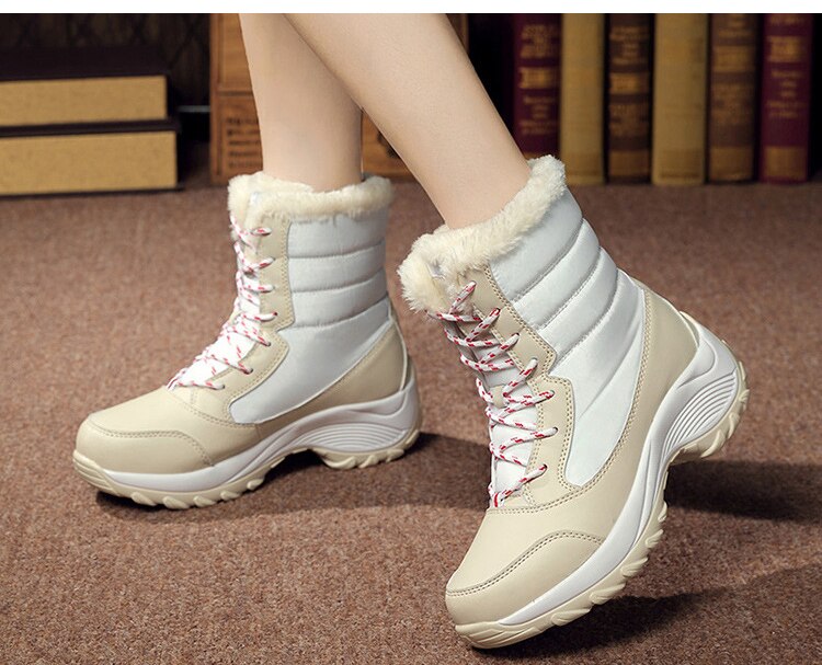 Bota De Inverno Impermeável Com Cadarço