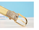 Cinto Couro Eco Glitter Dourado