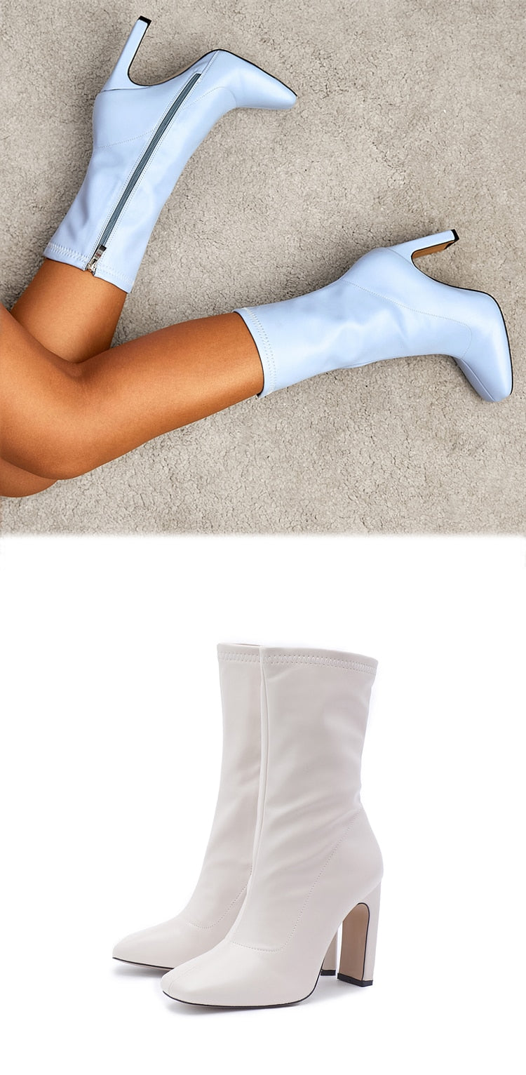 Bota Cano Médio Com Zíper