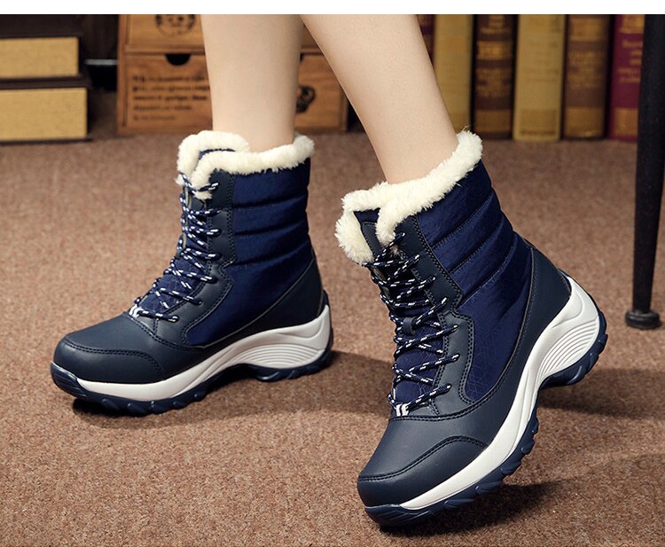Bota De Inverno Impermeável Com Cadarço