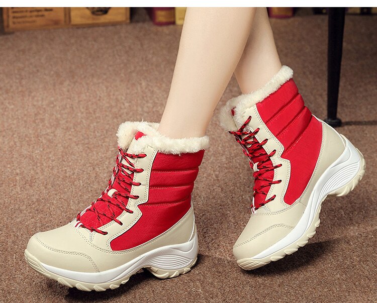 Bota De Inverno Impermeável Com Cadarço