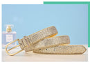 Cinto Couro Eco Glitter Dourado