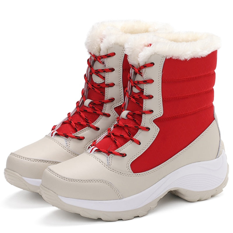 Bota De Inverno Impermeável Com Cadarço