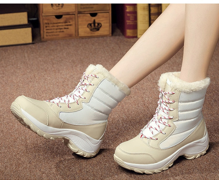 Bota De Inverno Impermeável Com Cadarço