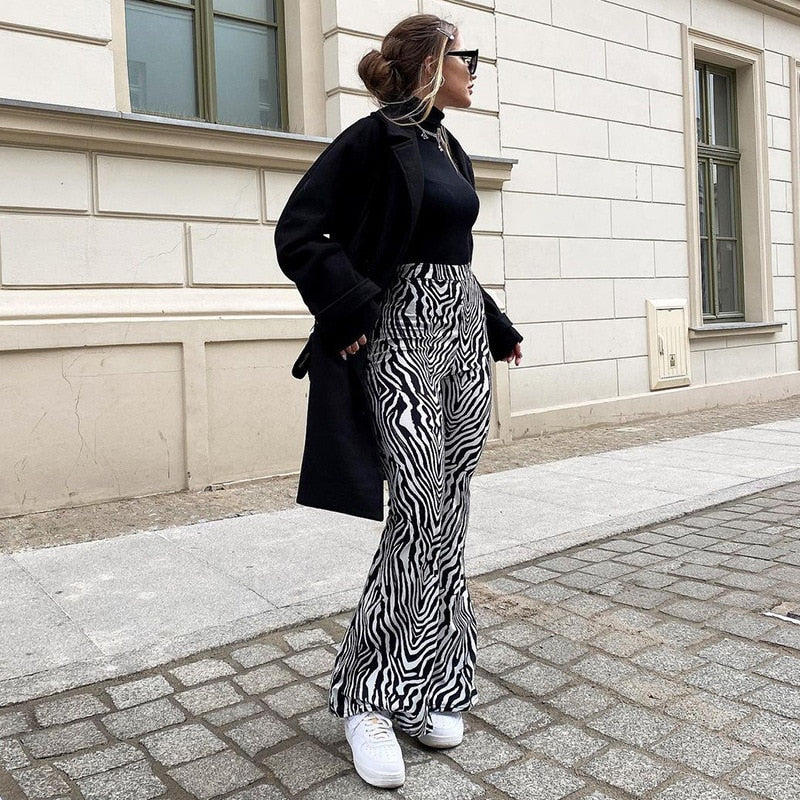 Calça Pantalona Zebra Print