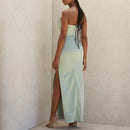 Vestido Longo Com Fenda Drapeado Preto