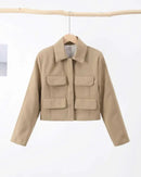 Jaqueta Curta Manga Longa Com Bolso